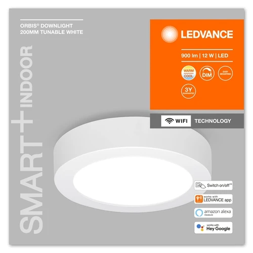 LEDVANCE Leuchte: für Decke, SMART SURFACE DOWNLIGHT TW / 12 W, 220…240 V, Ausstrahlungswinkel: 110, Tunable White, 3000…6500 K