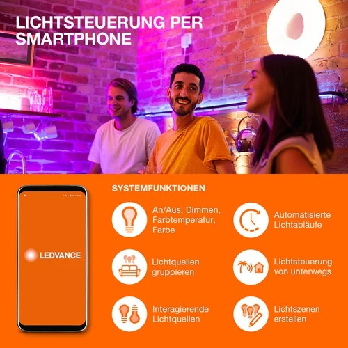 LEDVANCE Leuchte: für Decke, SMART SURFACE DOWNLIGHT TW / 12 W, 220…240 V, Ausstrahlungswinkel: 110, Tunable White, 3000…6500 K