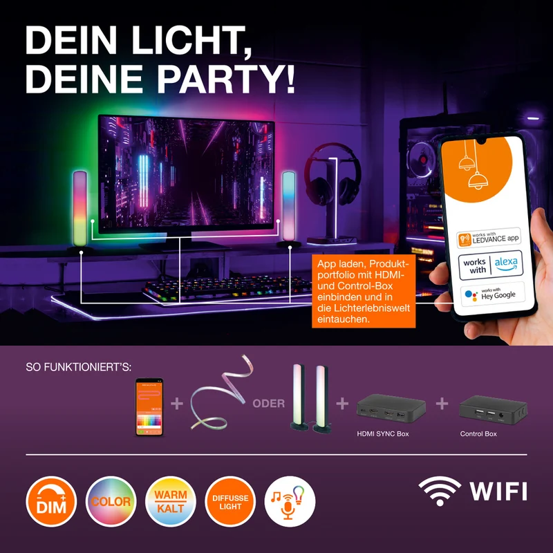LEDVANCE SMART+ WIFI Magic Panelleuchte 18W, 30x30cm, 1600lm, weiß
