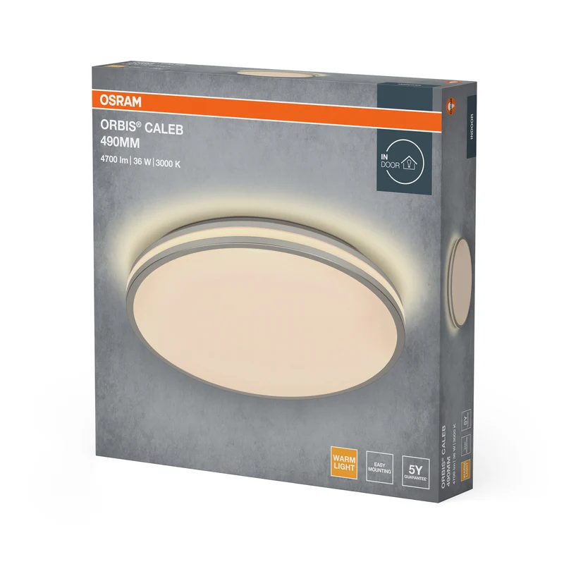 OSRAM Orbis Caleb Deckenleuchte, 490 mm, 36W, 3000K, Warmweiß, Silber