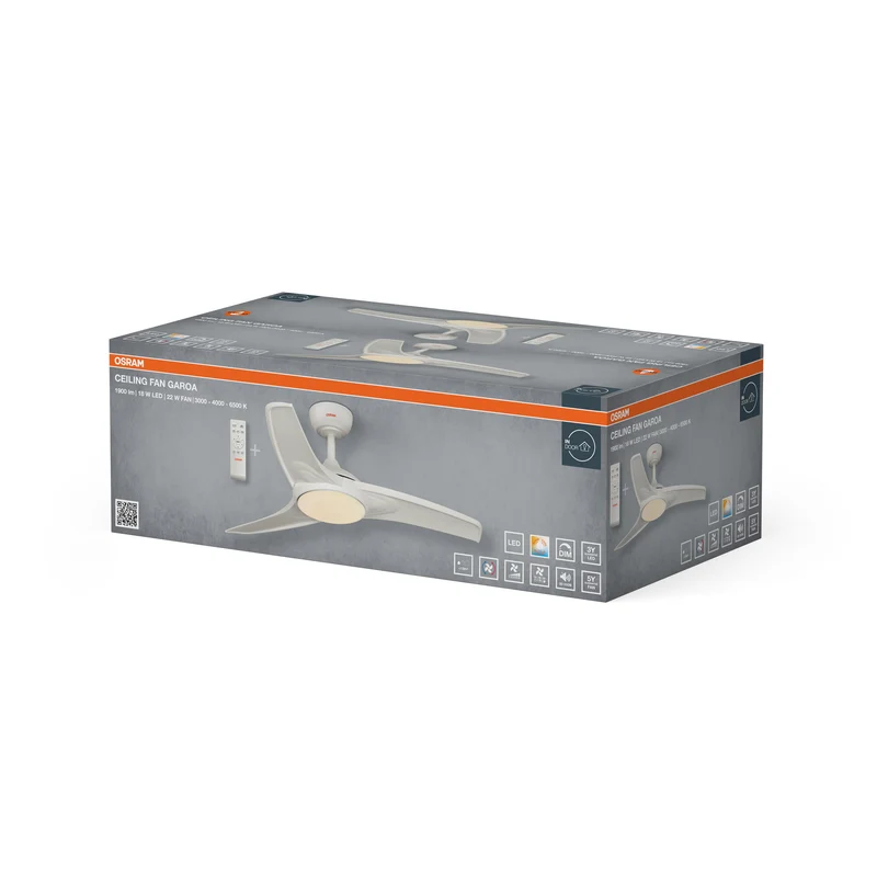 OSRAM LED Deckenventilator Garoa, Weiß, 1065mm, 40W, 1100lm, CCT