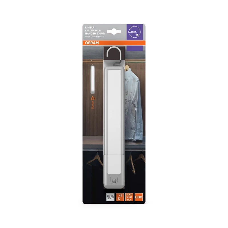 OSRAM Linear LED Mobile Hängeleuchte USB, 270 mm, 4000K, Kaltweiß, Weiß