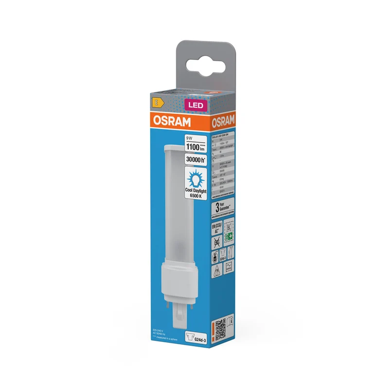 OSRAM DULUX LED D26 EM & AC MAINS Stablampe, 9W, 6500K, Kaltweiß, G24D-3