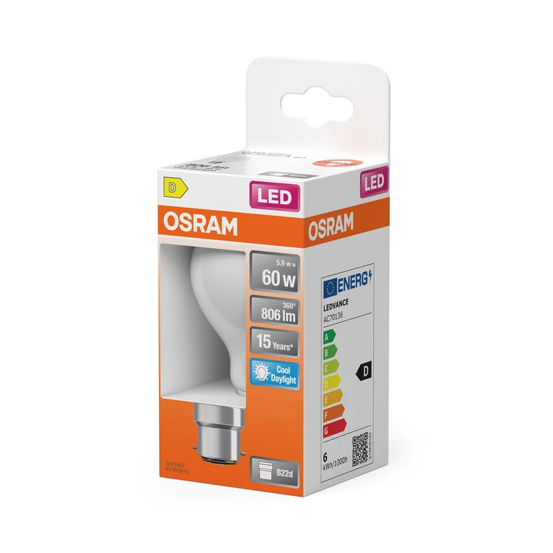OSRAM LED Retrofit Classic A 5.9W 865 matt B22d
