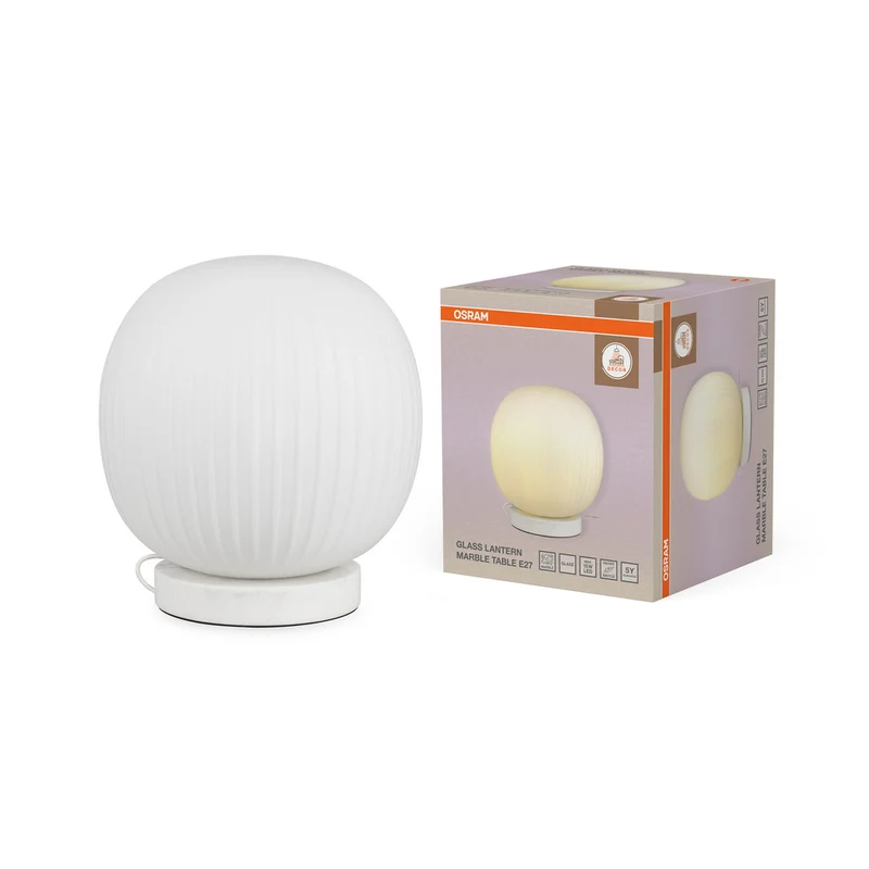 OSRAM DECOR Glass Lantern Marble Tischleuchte E27