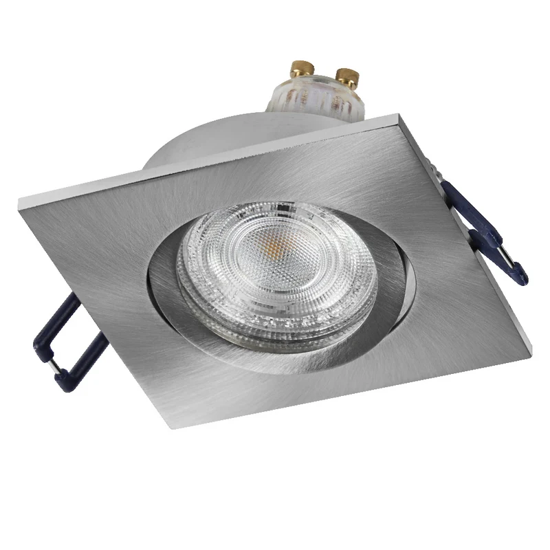 OSRAM LED Spot Recess Einbaustrahler Set GU10 schwenkbar Square Click 4.5W 827 Satin-Nickel ⌀68 mm