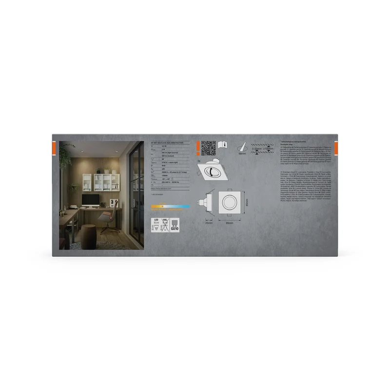 OSRAM LED Spot Recess Einbaustrahler Set GU10 schwenkbar Square Click 4.5W 827 Satin-Nickel ⌀68 mm
