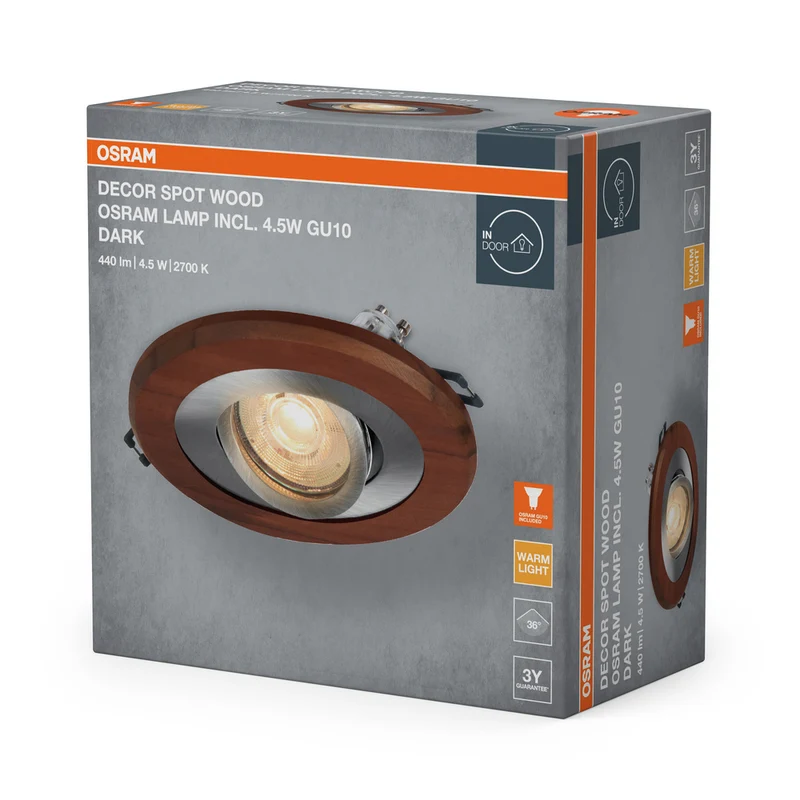 OSRAM Wood Spot GU10 Dark Einbaustrahler 4.5W Satin-Nickel ⌀68 mm