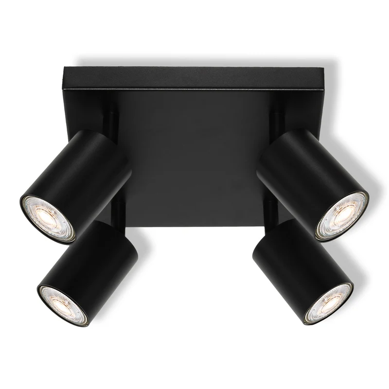 OSRAM 4-Punkt LED Spot ELEMENTAL Plate Black, Leuchte, 4xGU10, Schwarz, 21 x 13,8 x 21 cm