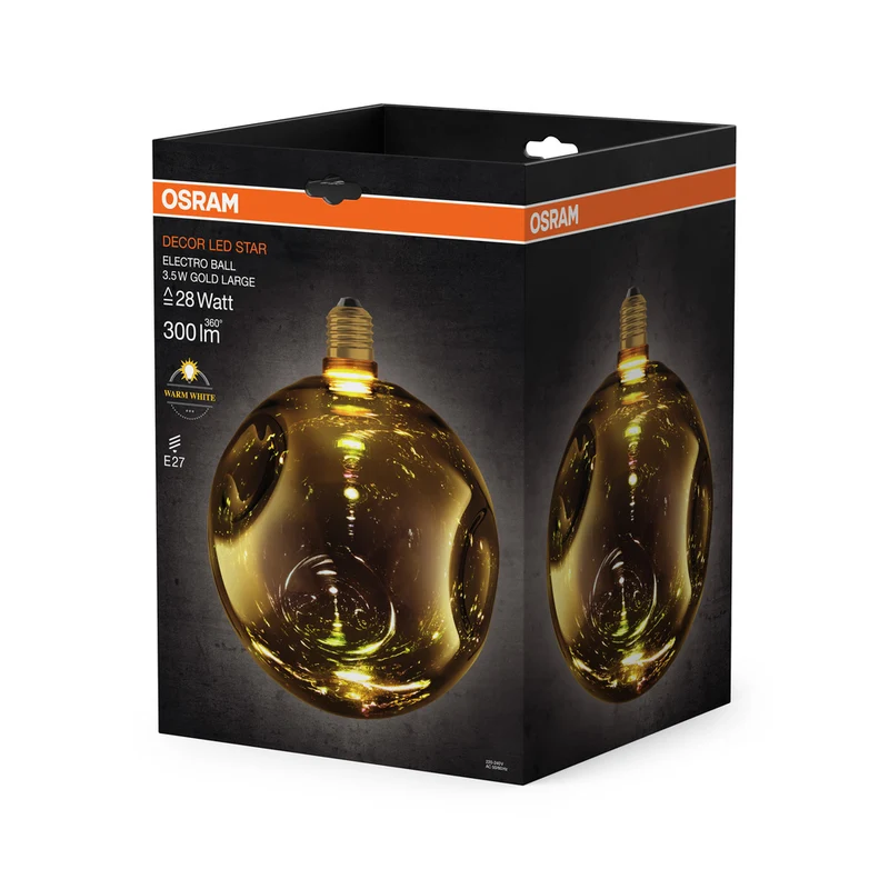 OSRAM DECOR LED-Lampe Krackelglas rund braun