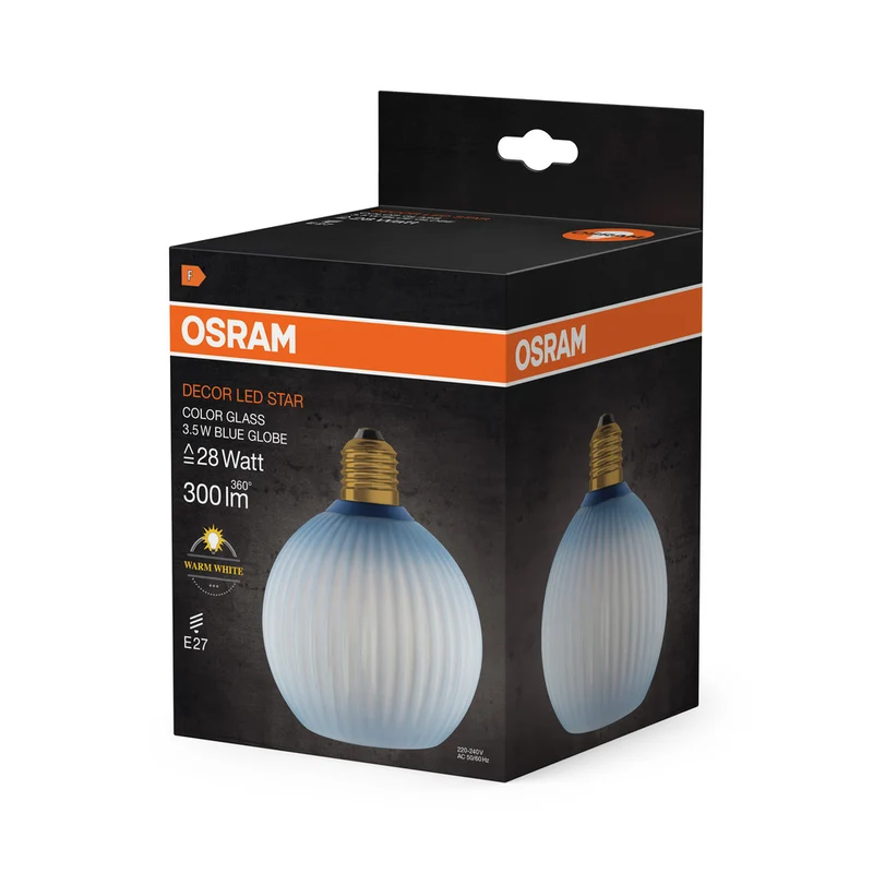 OSRAM DECOR LED-Lampe farbiges Glas Kugel blau