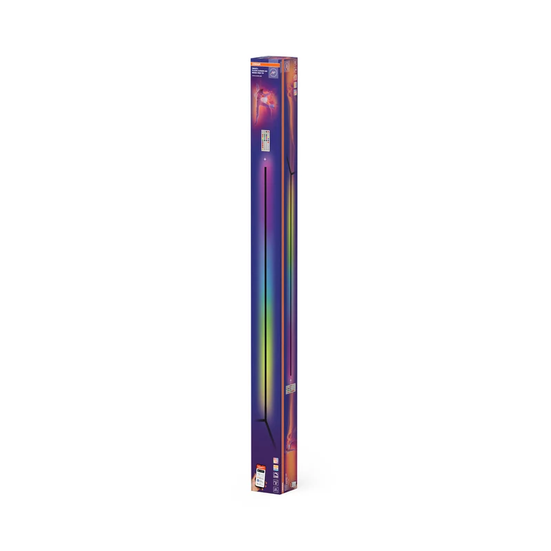 OSRAM Matter SMART+ Floor Corner Slim Stehlampe, mit Fernbedienung, Schwarz, 2000 mm, RGB + Tunable White (TW)