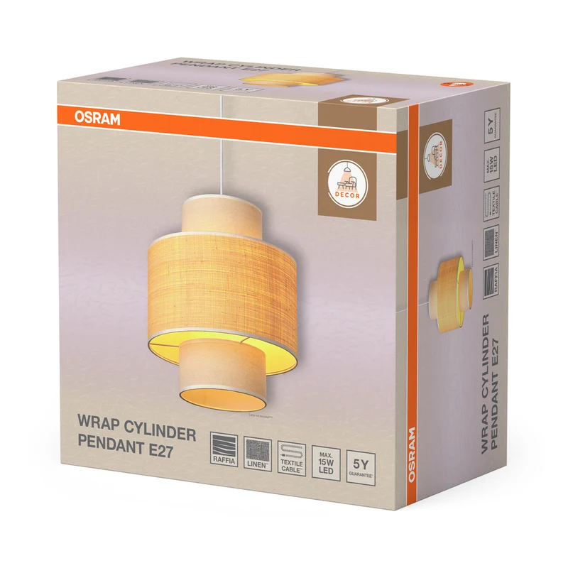 OSRAM DECOR Wrap Cylinder Pendelleuchte E27 Beige