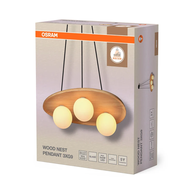 OSRAM DECOR Wood Nest Pendelleuchte 1xG9 Braun