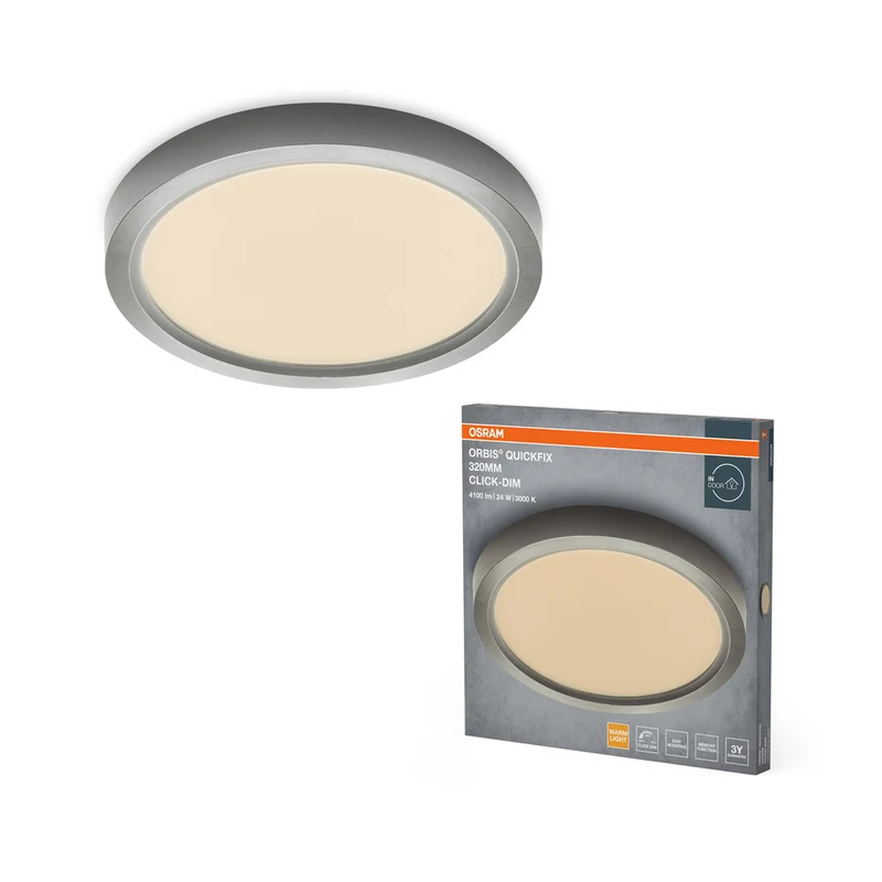 OSRAM Orbis Quickfix Round Deckenleuchte 320 mm 24W Click-Dim Silber