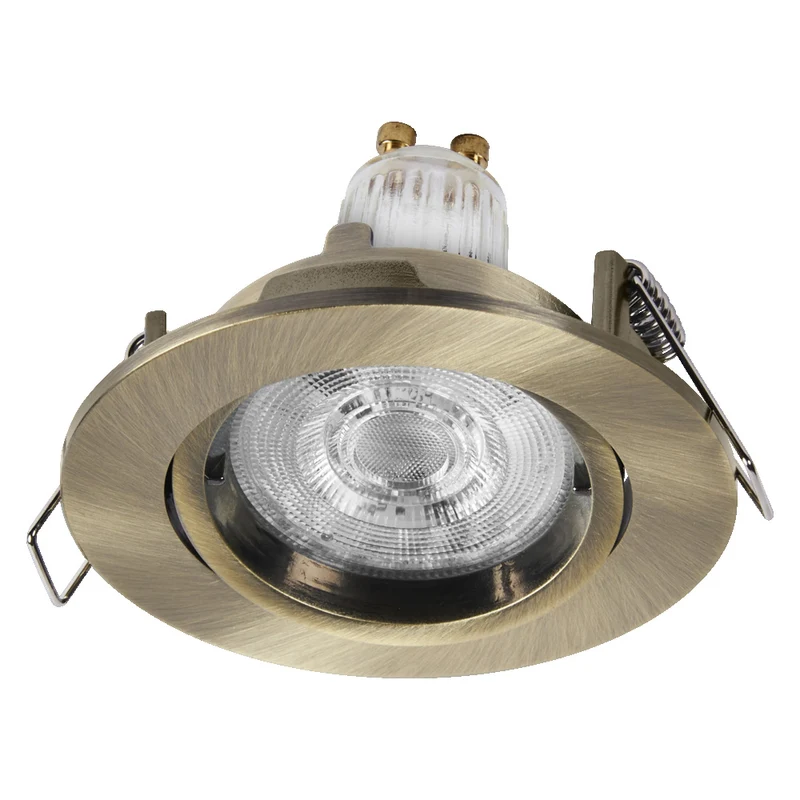 OSRAM LED Spot Recess Einbaustrahler Set Twistlock GU10 schwenkbar 2.6W Grünmessing ⌀75 mm