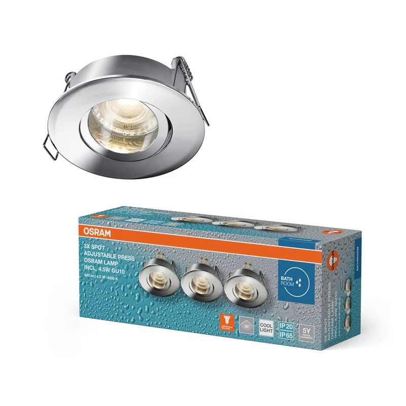 OSRAM LED Spot Recess Einbaustrahler Bad Set GU10 Dim schwenkbar Click 6W Weiß ⌀68 mm