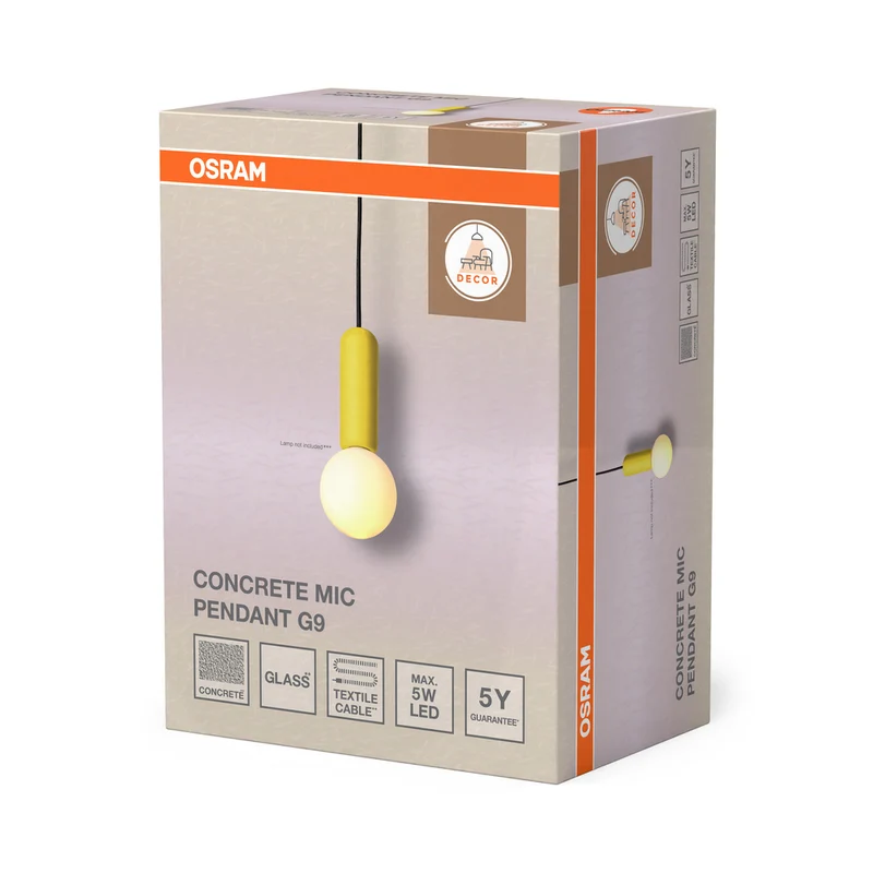 OSRAM DECOR Concrete Mic Pendelleuchte 1xG9 Gelb