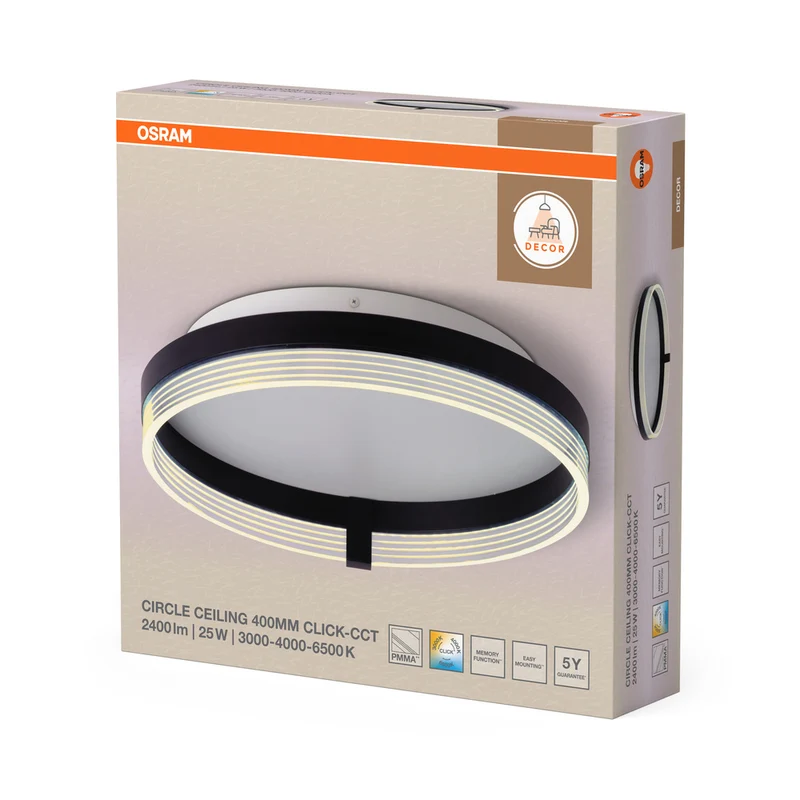 OSRAM DECOR Circle Deckenleuchte 400 25W CLICKCCT Schwarz