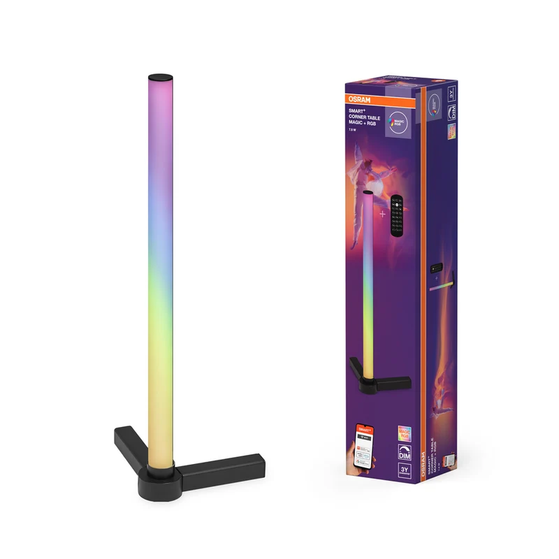 OSRAM Wifi SMART+ CORNER MAGIC Tischleuchte, RGB, 77lm, 7.5W, Remote Control, Schwarz