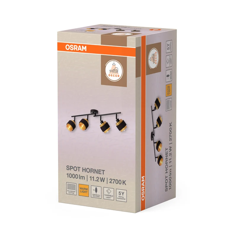 OSRAM DECOR Spot Hornet Deckenleuchte 4X2.8W, E14, 250lm, 2700K, Schwarz