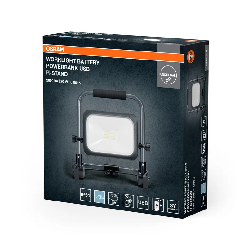 OSRAM WORKLIGHTS VALUE BATTERY, USB, Baustrahler 20W, 2000lm, 6500K