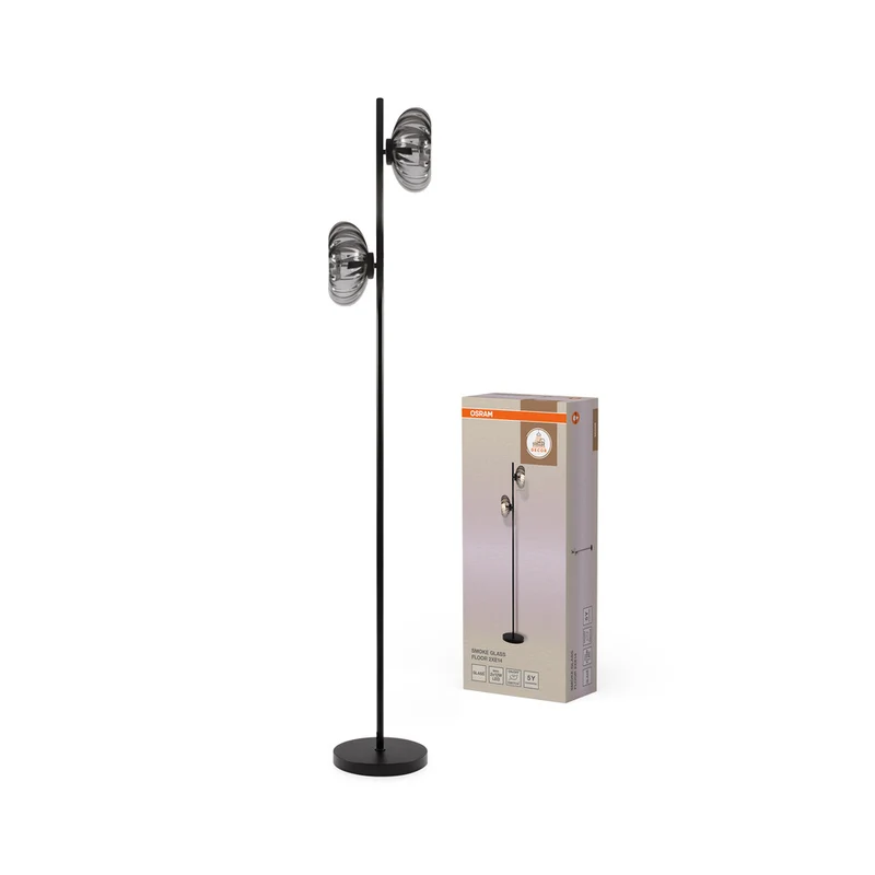 OSRAM DECOR Smoke Glass Stehleuchte 2xE14 Schwarz