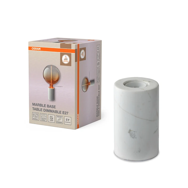 OSRAM DECOR Marble Base Tischleuchte Dim E27 Weiß