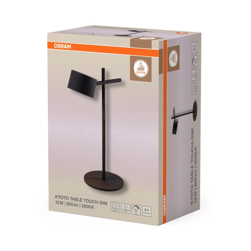 OSRAM DECOR Kyoto Tischleuchte 12W 930 TOUCH DIM Schwarz