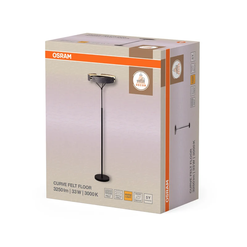 OSRAM DECOR Curve Felt Stehleuchte 33W 830 Dunkelgrau