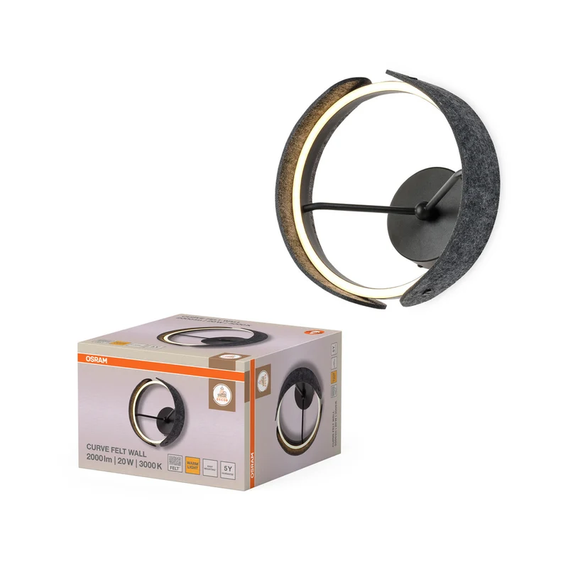 OSRAM DECOR Curve Felt Wandleuchte 20W 830 Dunkelgrau