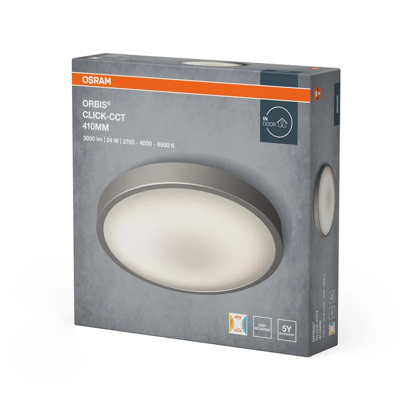 OSRAM ORBIS® Deckenleuchte CCT / DIM Click-CCT 410mm 24W, 1800 lm, 2700 K / 4000 K / 6500 K, Warmweiß|Kaltweiß|Kaltes Tageslicht