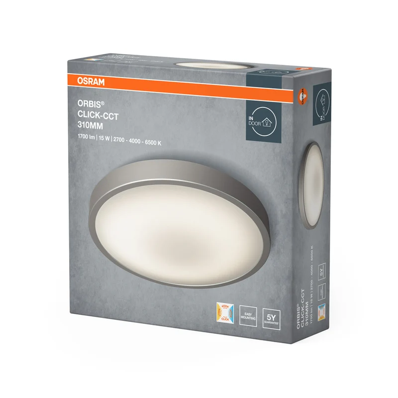 OSRAM ORBIS® Deckenleuchte CCT / DIM Click-CCT 310mm 14W, 1000 lm, 2700 K / 4000 K / 6500 K, Warmweiß|Kaltweiß|Kaltes Tageslicht