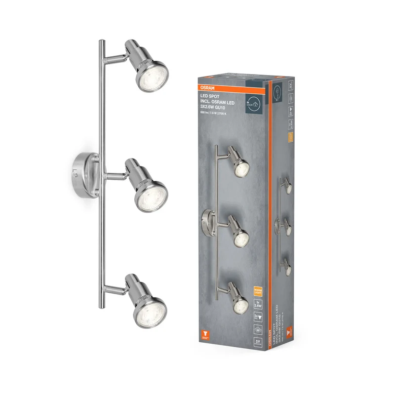 OSRAM LED SPOT BRUSHED SILVER GU10 3 x 2.6W , 690 lm, 2700 K, Warmweiß