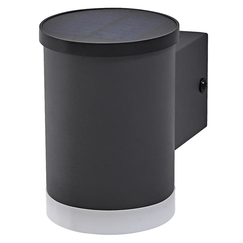 OSRAM ENDURA STYLE SOLAR OXFORD Außenleuchte, 0,5W, 50lm, Wandleuchte, dunkelgrau, indirekte Beleuchtung, wiederaufladbarer Akku, IP44 Schutzklasse, 3. 000K Farbtemperatur, warmweiße Lichtfarbe