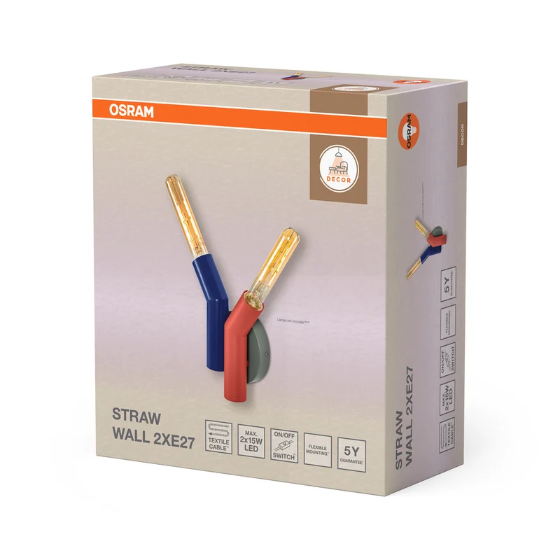 OSRAM DECOR Straw Wandleuchte, 2-flammig, E27, Multicolor