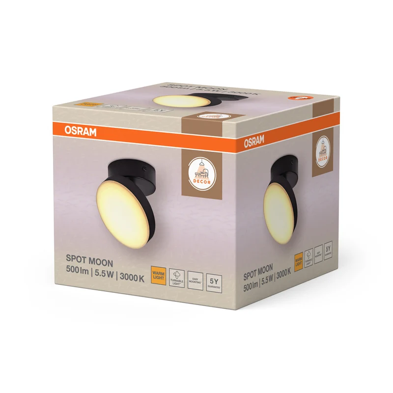 OSRAM DECOR Spot Moon Deckenleuchte schwarz, 1 Spot, 5.5W