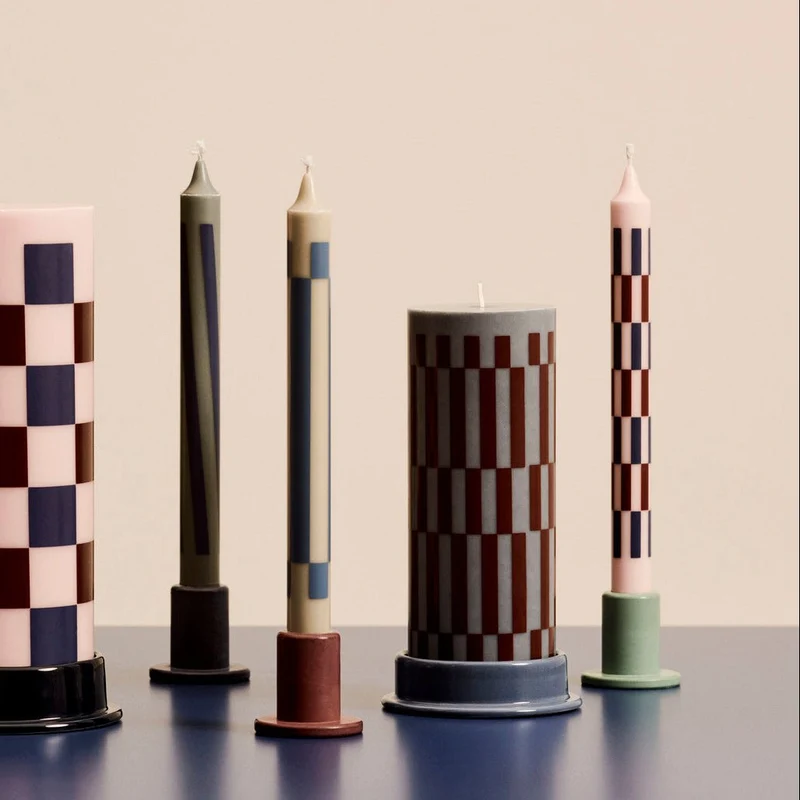 Kerzenhalter Column Candleholder Dusty Blue Medium - HAY