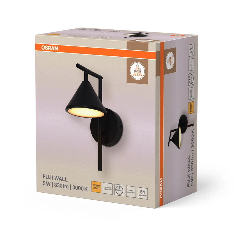 OSRAM DECOR Fuji Wall Wandleuchte 5W 930 Black