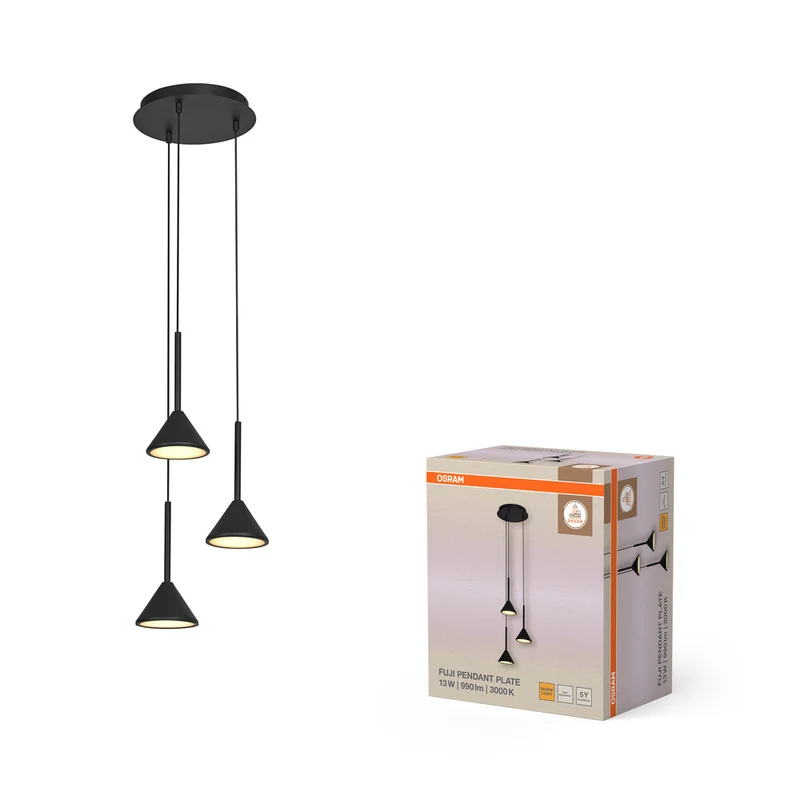 OSRAM DECOR Fuji 3XPendant Pendelleuchte PL 13W 930 Black