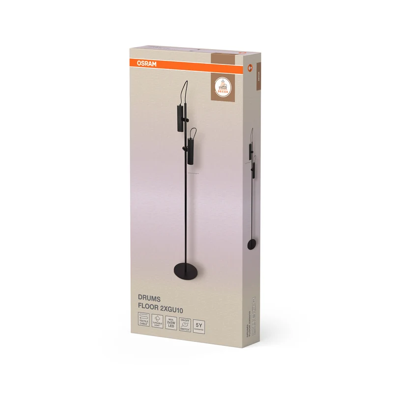 OSRAM DECOR Drums Floor Stehleuchte 2xGU10 Black