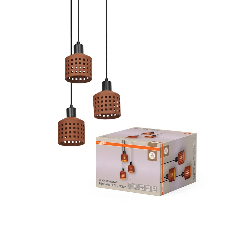OSRAM DECOR Clay Windows Pendelleuchte Braun, 3-flammig, E27
