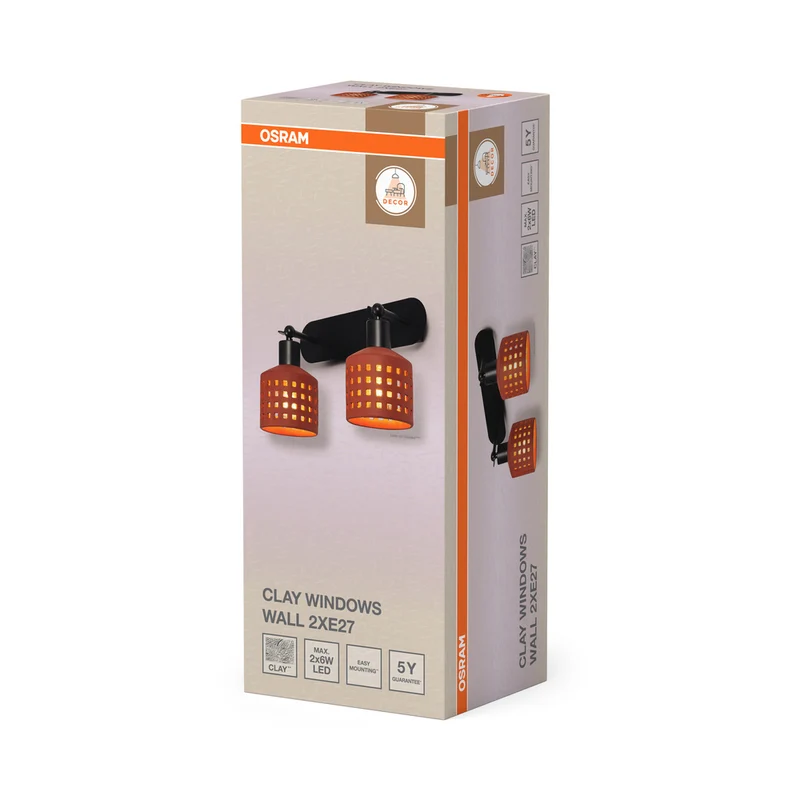 OSRAM DECOR Clay Windows Wandleuchte Braun, 2-flammig, E27