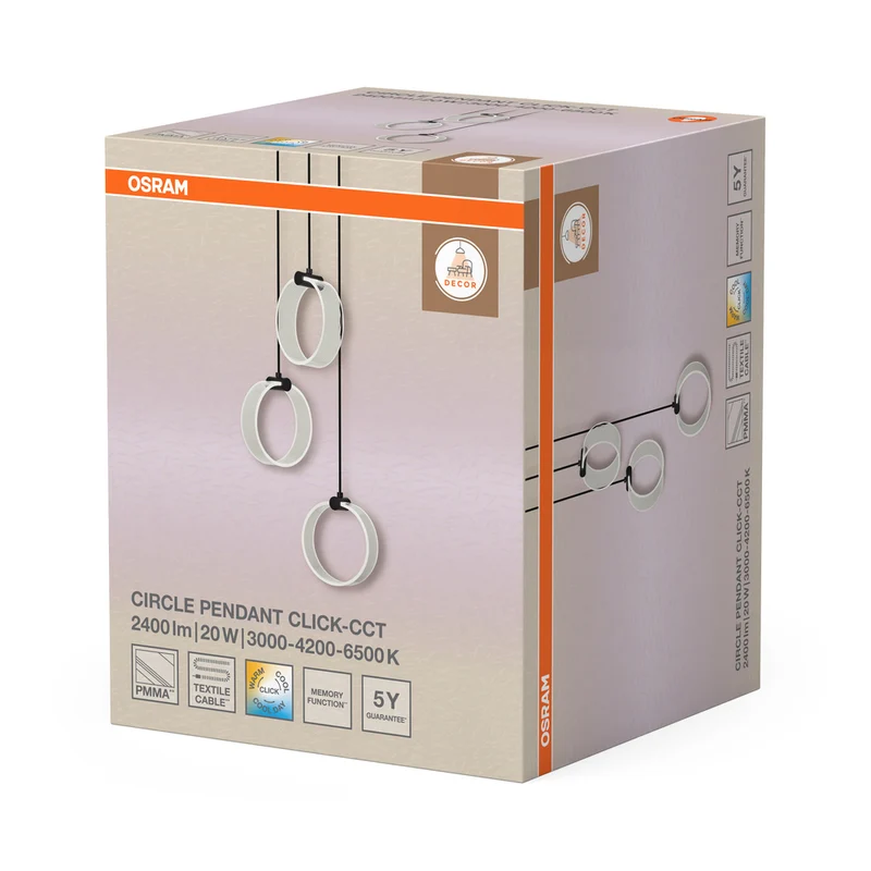 OSRAM DECOR Circle Pendelleuchte, 3 Pendel, 20W, Click CCT Black
