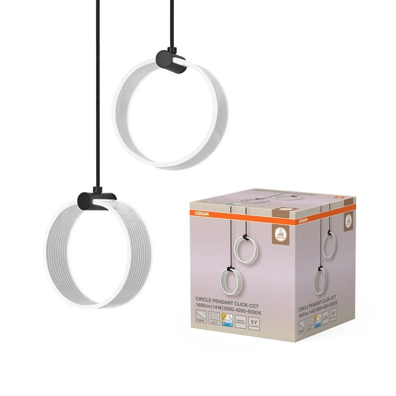 OSRAM DECOR Circle Pendelleuchte, 2 Pendel, 14W, Click CCT Black