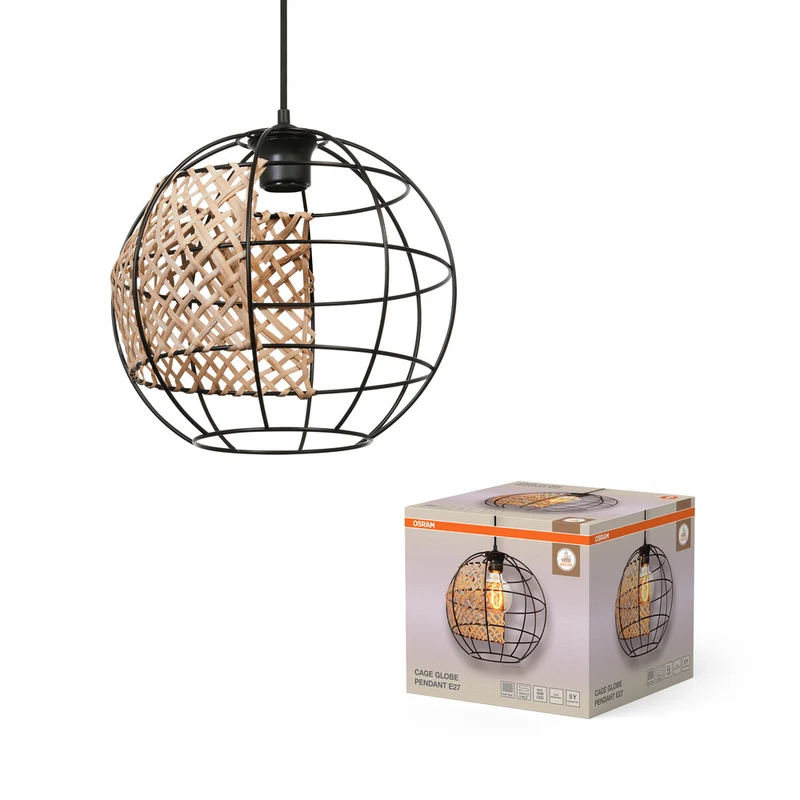 OSRAM DECOR Cage Globe Pendelleuchte, schwarz/braun, E27