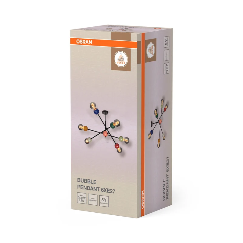 OSRAM DECOR Bubble Pendant Deckenleuchte, 6-flammig, E27, Multicolor