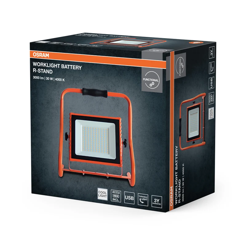 OSRAM WORKLIGHTS BATTERY R-STAND Akku USB LED Baustrahler 30W / 4000K