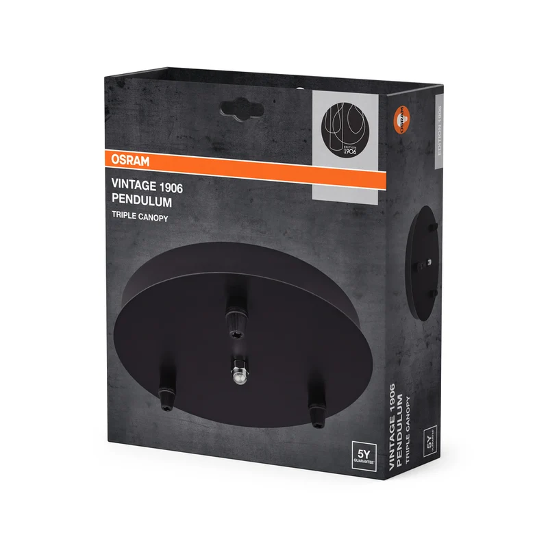 OSRAM Vintage Edition 1906, Canopy schwarz, Halterung für OSRAM Vintage 1906 Pendulum Leuchten, Aluminium Gehäuse