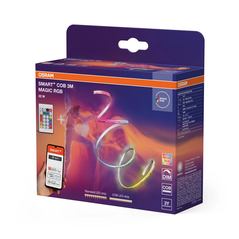 OSRAM Wifi SMART+ COB MAGIC mit Fernbedienung, RGB, 3m